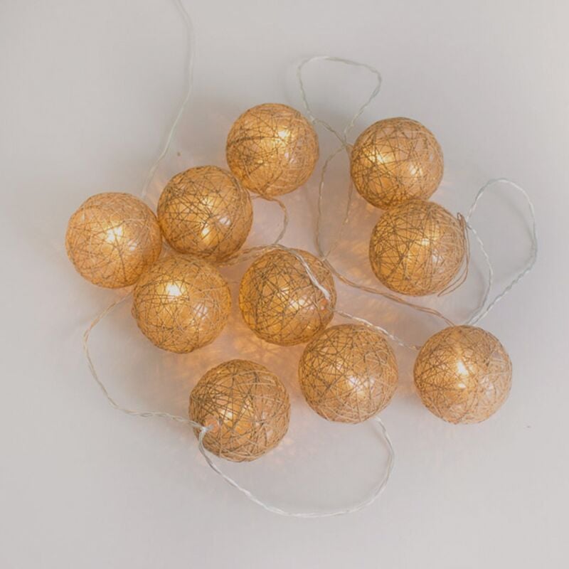 Newgarden Be Happy! - pallina dekorative Weihnachtsbeleuchtung. Hergestellt aus Naturfasern und Kunststoff. Länge 330 cm und warmes LED-Licht.