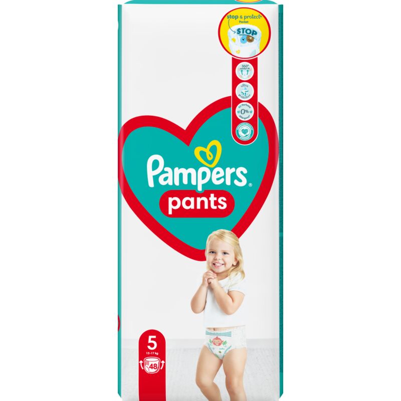 Pampers Pants 5, 48 Stück (12-17kg) – Auslaufschutz bis zu 12 Stunden