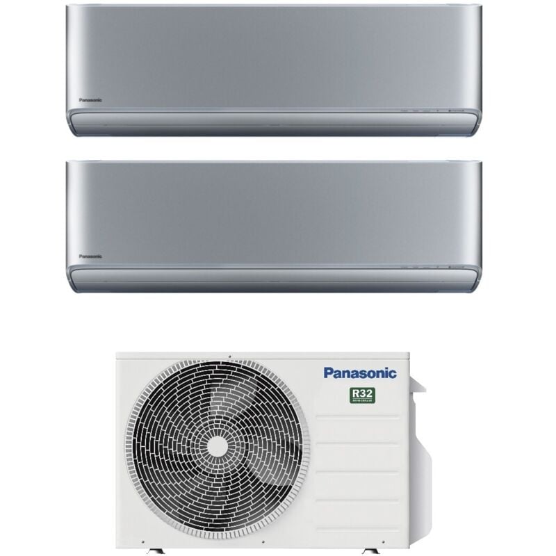 Panasonic - Dual Split Inverter-Klimagerät Serie Etherea Silver 9+12 mit CU-2Z50TBE R-32 Wi-Fi Integrated 9000+12000 Silver