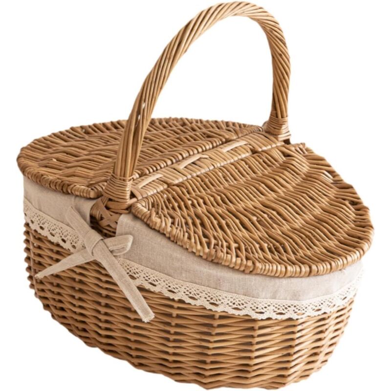 Weidenkorb 26x18x13 cm – Kinderspielzeug- oder Picknickkorb mit waschbarem Futter, ideales Dankeschön-Geschenk