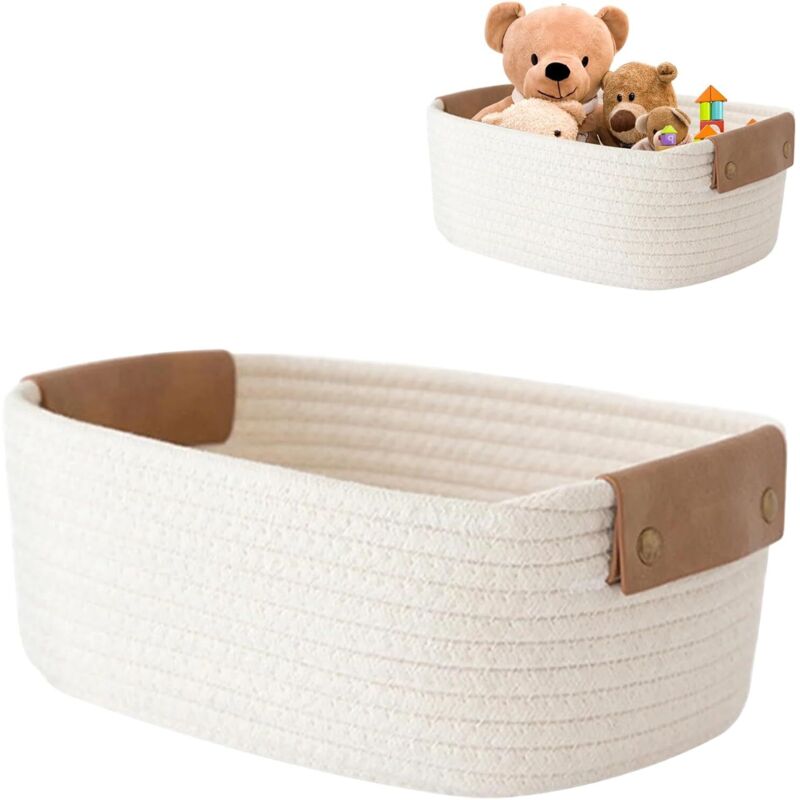 Aufbewahrungskorb aus Geflochtenem Baumwollseil – Bad Organizer für Küche, Schlafzimmer oder Wickeltisch (28 x 22 x 11 cm)