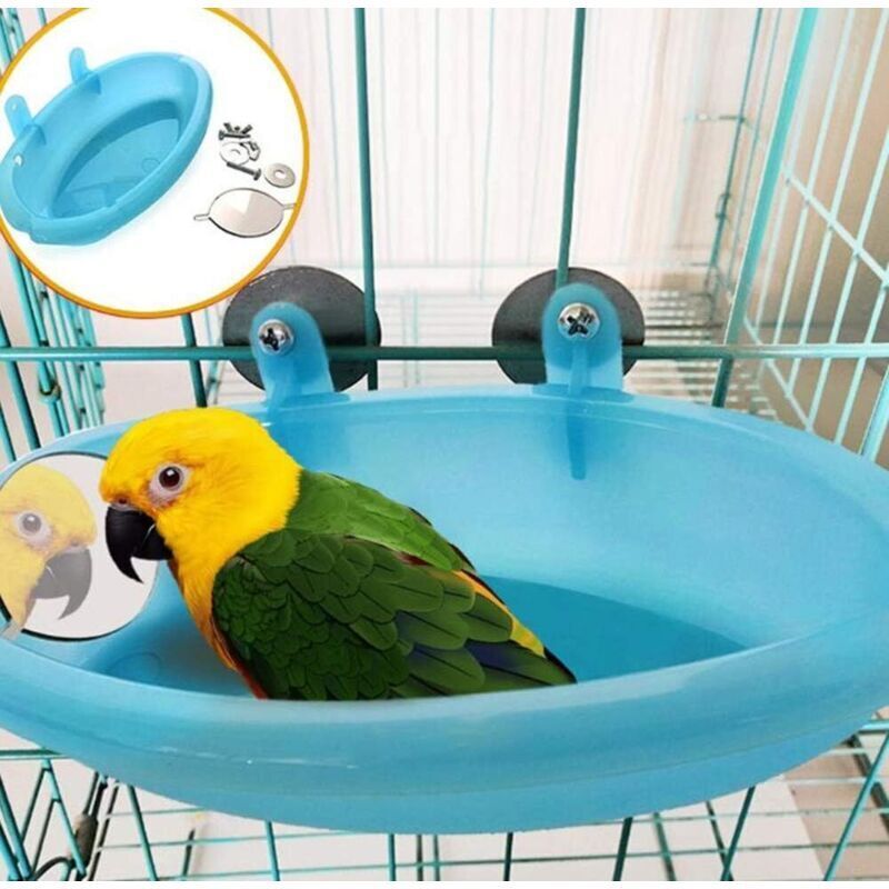 Papageienbadewanne mit Spiegel – Vogelkäfigzubehör – Duschbox – Vogelkäfig – Vogelkäfigspielzeug