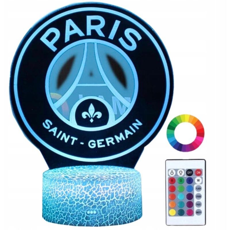 Paris Saint Germain PSG 16 LED 3D Kinder Nachtlicht + Fernbedienung