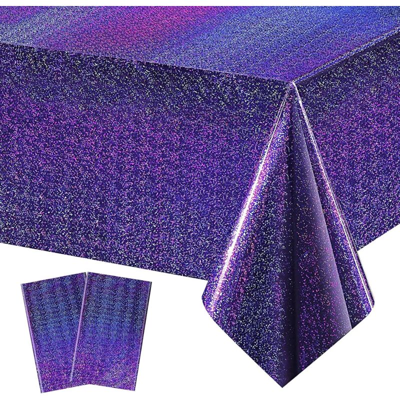 Tonchean - Party-Tischdecke, 2 Stück, 137 x 274 cm, bunte Plastik-Tischdecke, wasserdichte rechteckige Einweg-Geburtstagstischdecke für