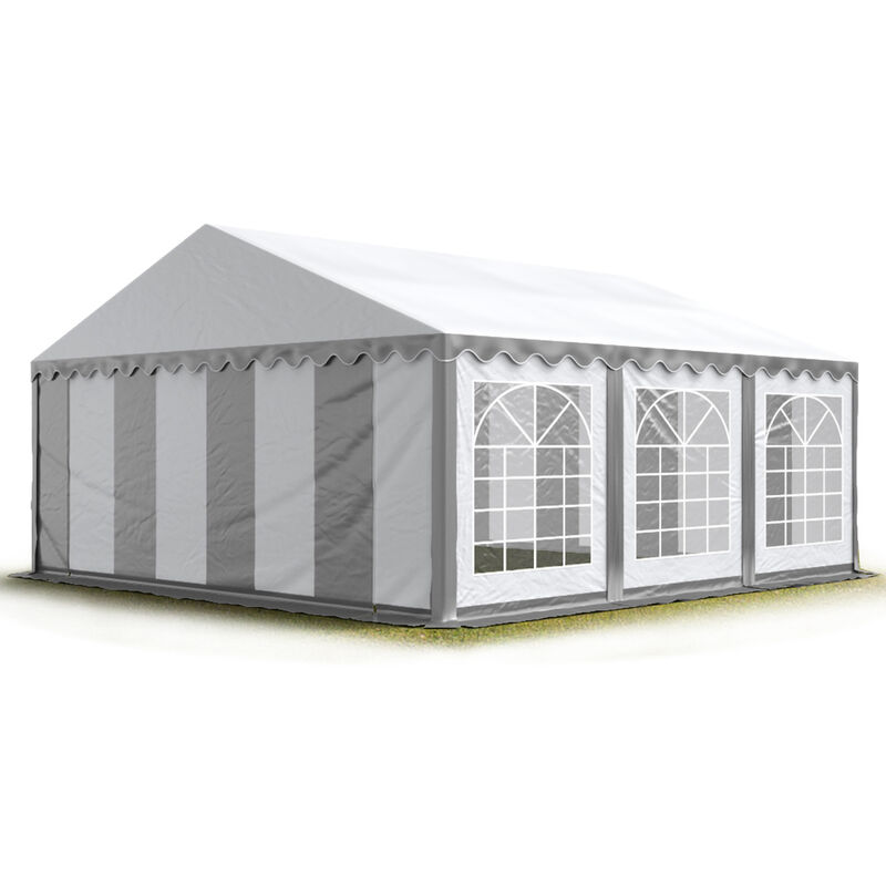 Party-Zelt Festzelt 4x6 m schwerentflammbar Garten-Pavillon -Zelt pvc Plane 750 n in grau-weiß Wasserdicht