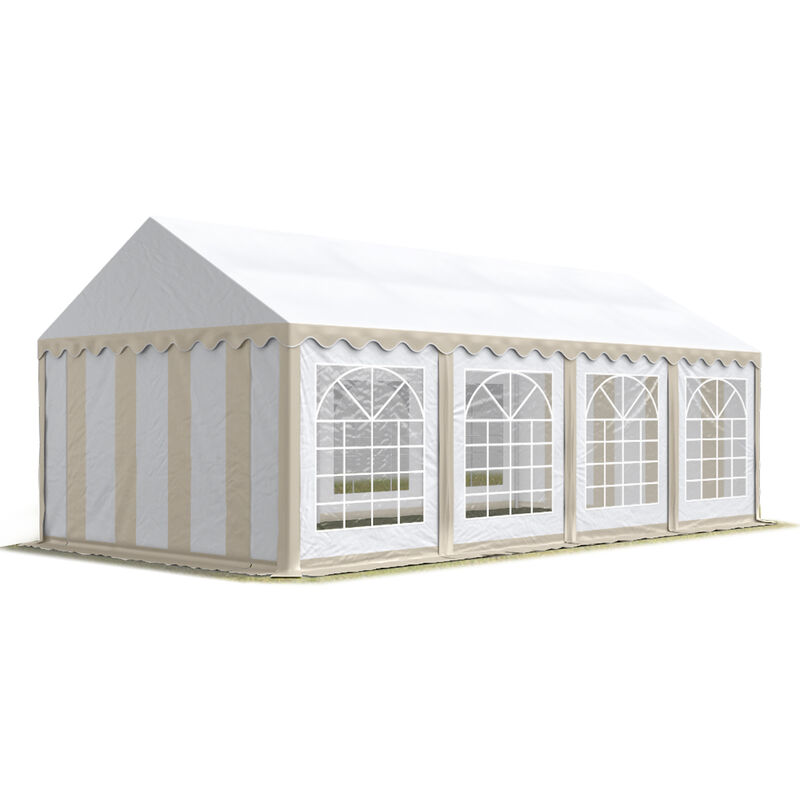 Party-Zelt Festzelt 4x8 m Garten-Pavillon -Zelt pvc Plane 700 n in beige-weiß Wasserdicht