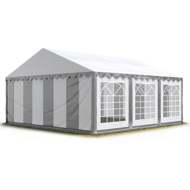 Party-Zelt Festzelt 5x6 m Garten-Pavillon -Zelt PVC Plane 700 N in grau-weiß Wasserdicht