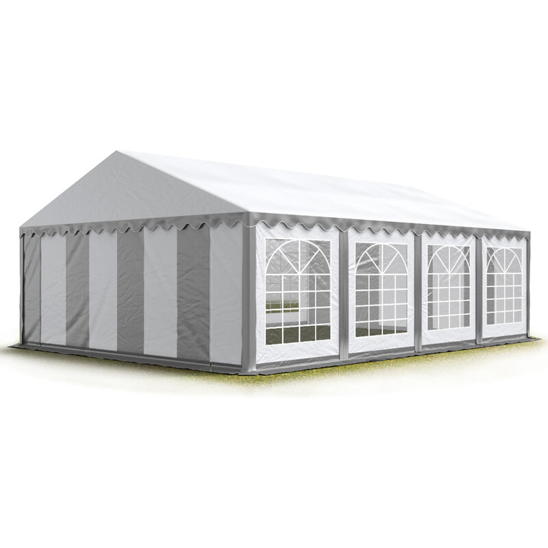 Party-Zelt Festzelt 6x8 m Garten-Pavillon -Zelt pvc Plane 700 n in grau-weiß Wasserdicht