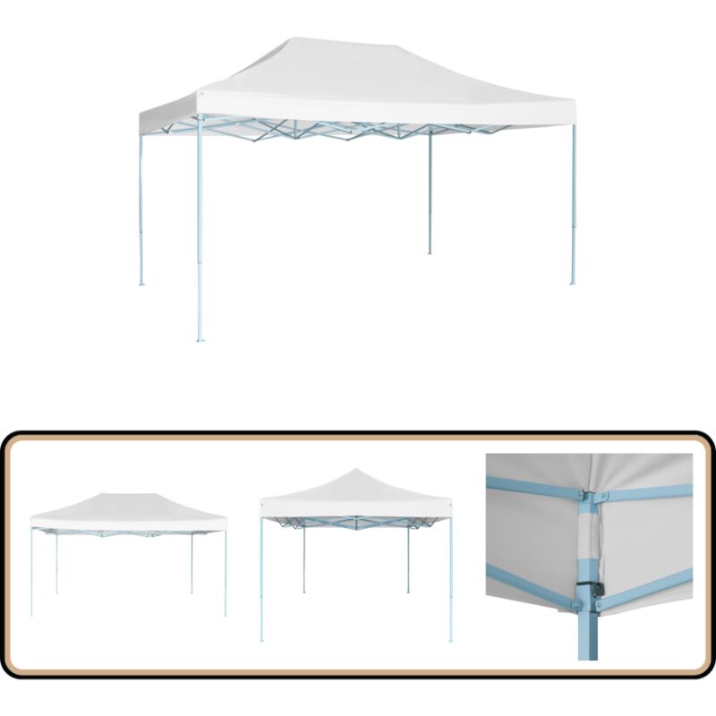 Partyzelt Faltbar 3x4,5 m Weiß - Faltpavillon - Gartenzelt - Partyzelt - Sonnenschutz - Outdoorzelt