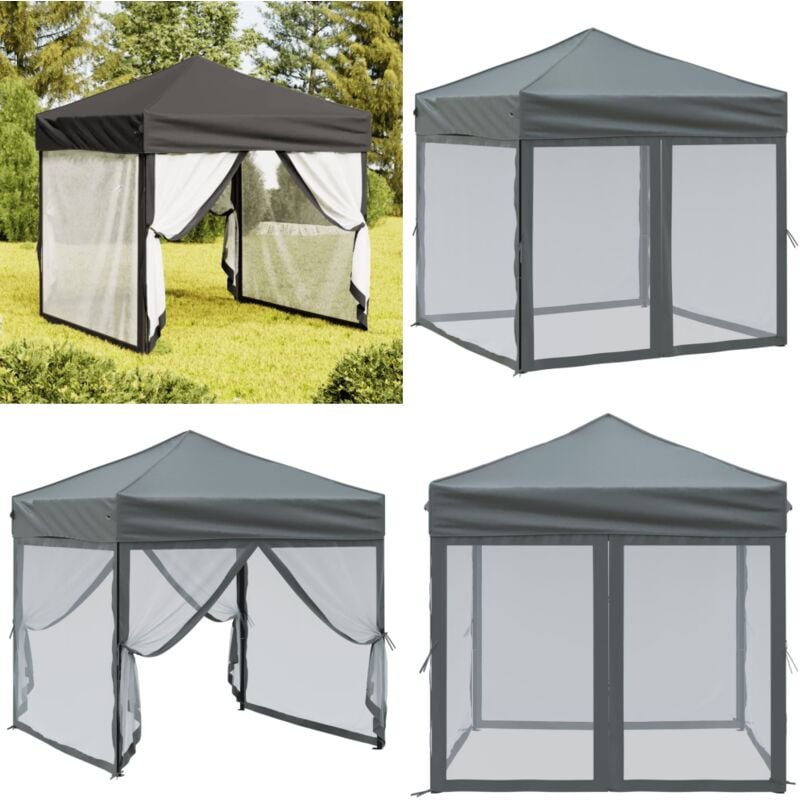 Partyzelt Faltbar mit Seitenwänden Anthrazit 2x2 m - Outdoor-Zelt - Gartenzelt - Partyzelt - Sonnensegel - Pavillon - Home & Living