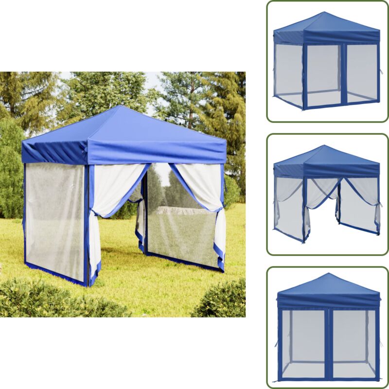 Partyzelt Faltbar mit Seitenwänden Blau 2x2 m - Outdoor-Möbel - Gartenzelt - Sonnenschutz - Partyzelt - Pavillon