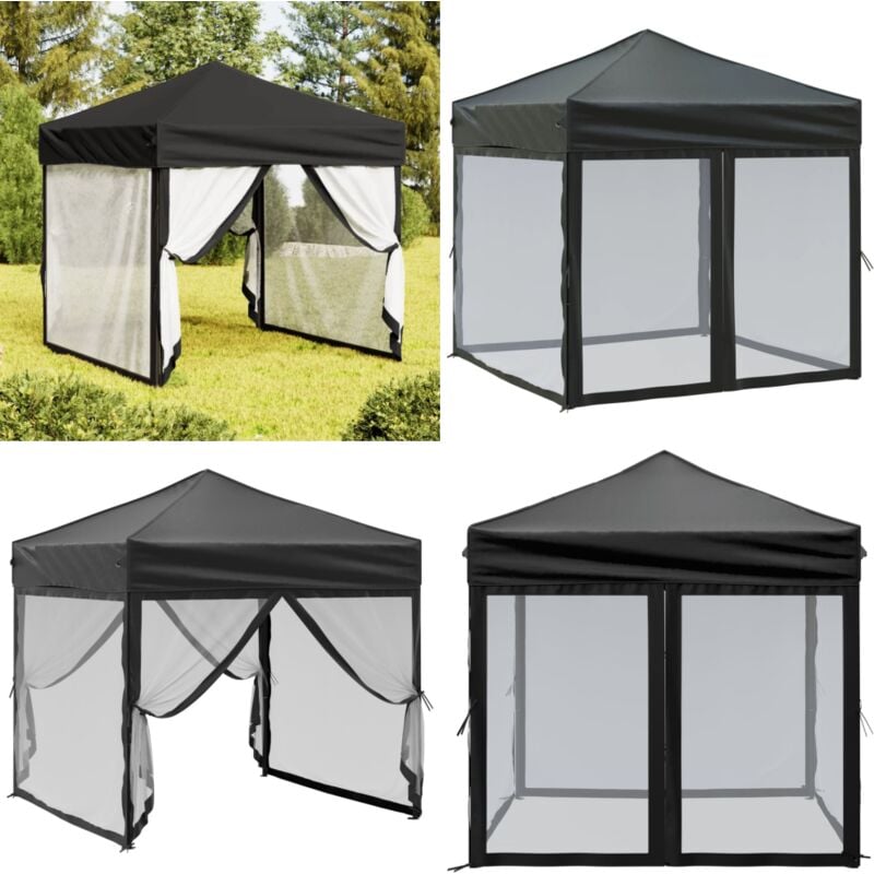 Vidaxl - Partyzelt Faltbar mit Seitenwänden Schwarz 2x2 m - Outdoor-Zelt - Gartenzelt - Partyzelt - Sonnenschutz - Poolüberdachung - Home & Living
