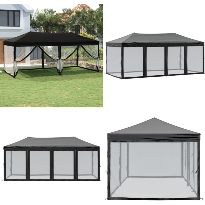 Vidaxl - Partyzelt Faltbar mit Seitenwänden Schwarz 3x6 m - Outdoor-Zelt - Gartenzelt - Partyzelt - Sonnenschutz - Wasserfeste Zelte - Home & Living