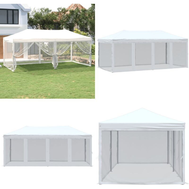 Partyzelt Faltbar mit Seitenwänden Weiß 3x6 m - Outdoor Möbel - Gartenpavillon - Sonnenschutz - Gartenzelt - Partyzelt - Home & Living