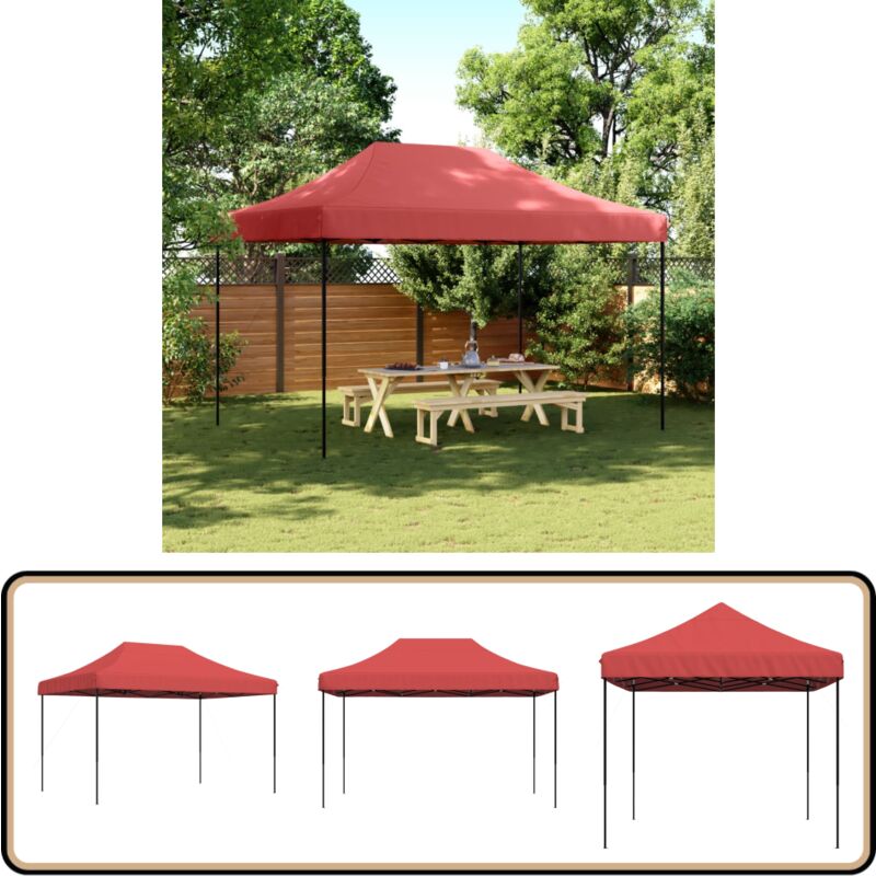 Partyzelt Faltbar Pop-Up Burgunderrot 410x279x315 cm - Outdoor-Pavillon - Gartenfestzelt - Markise - Sonnenschutz - Partyzelt
