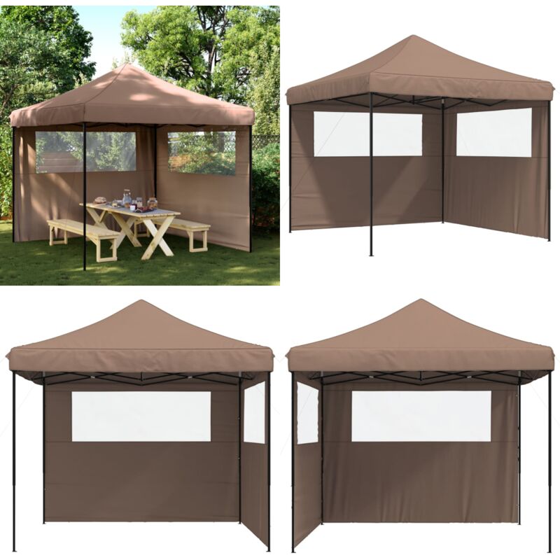 Vidaxl - Partyzelt Faltbar Pop-Up mit 2 Seitenteilen Braun - Outdoorzelt - Partyzelt - Gartenfestzelt - Markise - Sonnenschutz - Home & Living