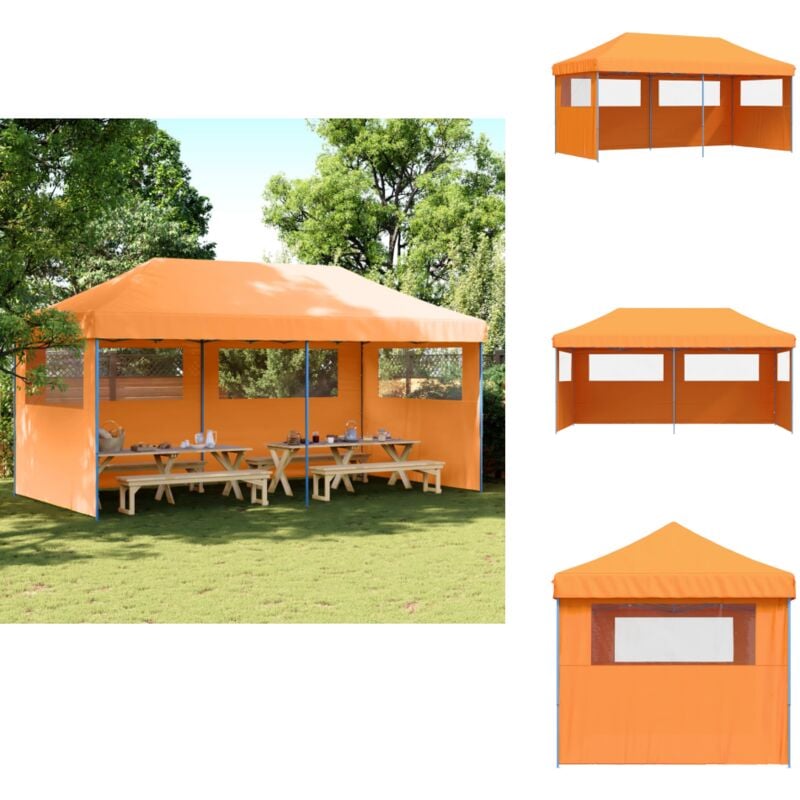 Partyzelt Faltbar Pop-Up mit 3 Seitenteilen Orange - Outdoor-Pavillon - Partyzelt - Sonnenschutz - Gartenfestzelt - Eventzelt