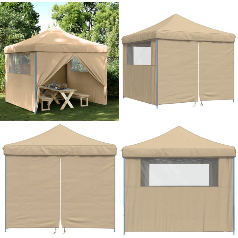 Vidaxl - Partyzelt Faltbar Pop-Up mit 4 Seitenteilen Beige - Outdoor-Pavillon - Partyzelt - Festzelt - Sonnenschutz - Gartenfest - Home & Living