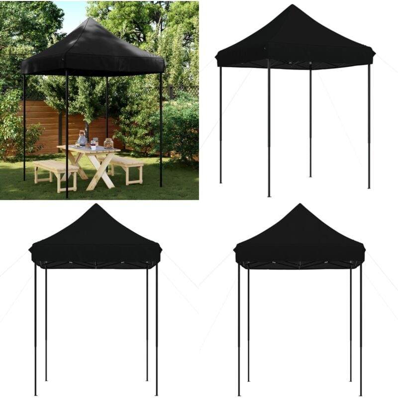Partyzelt Faltbar Pop-Up Schwarz 200x200x306 cm - Outdoor Partyzelt - Markise - Sonnensegel - Gartenpavillon - Festzelt - Home & Living