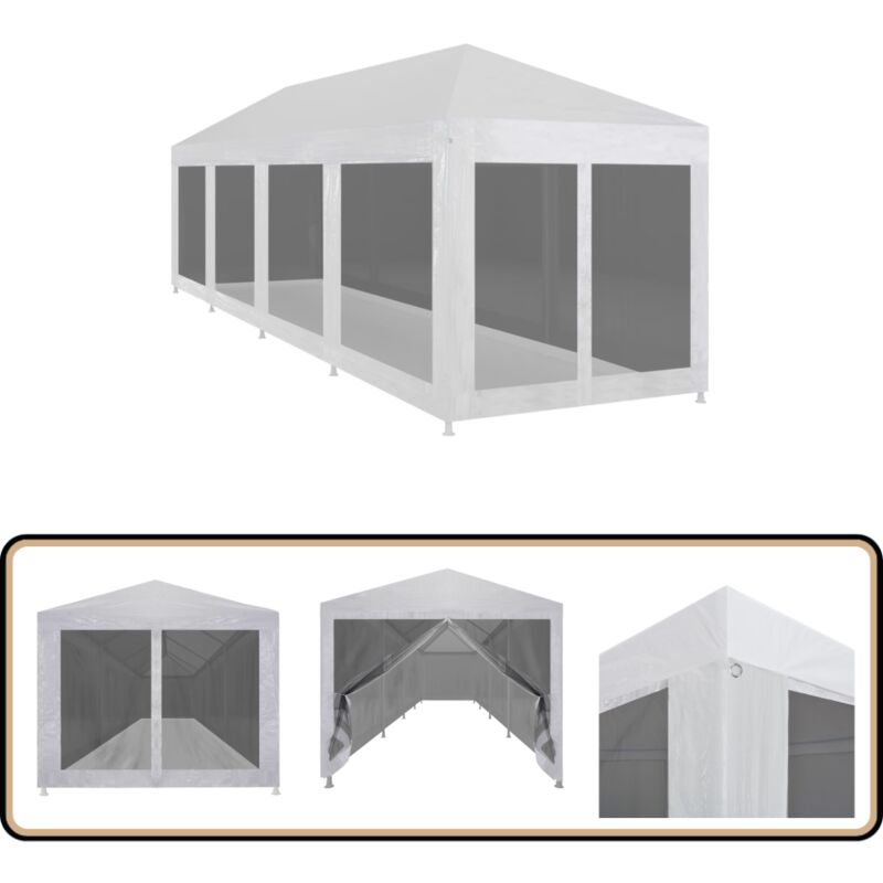 Partyzelt mit 10 Mesh-Seitenwänden 12 x 3 m - Partyzelt - Gartenzelt - Festzelt - Sommergarten - Außenbereich