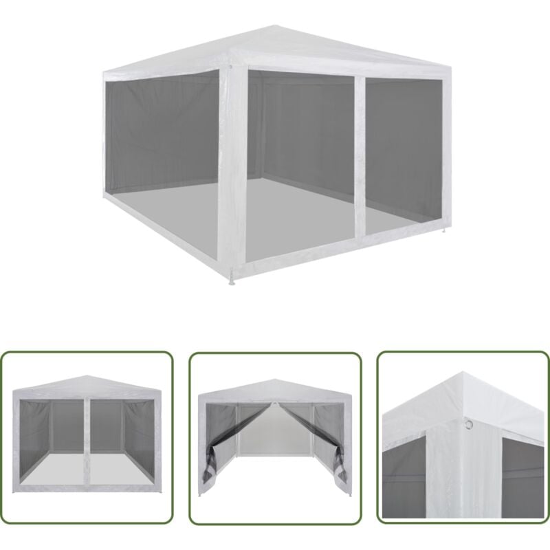 The Living Store Partyzelt mit 4 Mesh-Seitenwänden 4 x 3 m - Partyzelt - Gartenzelt - Festzelt - Sommergarten - Outdoor Event