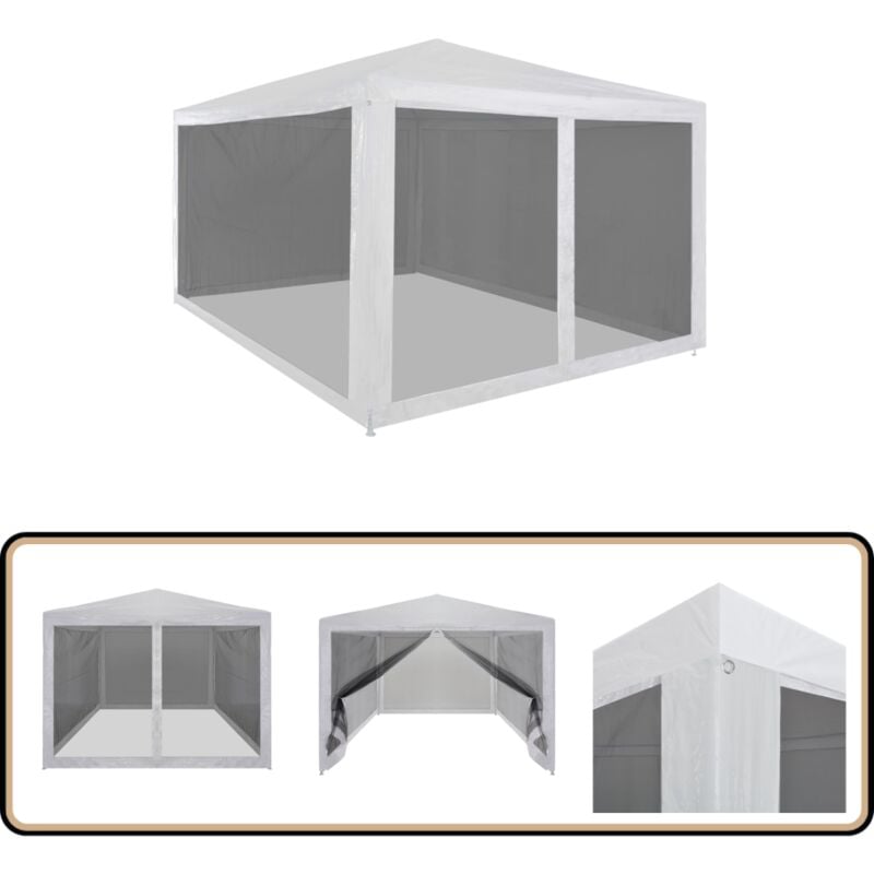 Partyzelt mit 4 Mesh-Seitenwänden 4 x 3 m - Partyzelt - Gartenzelt - Festzelt - Sommergarten - Outdoor Event