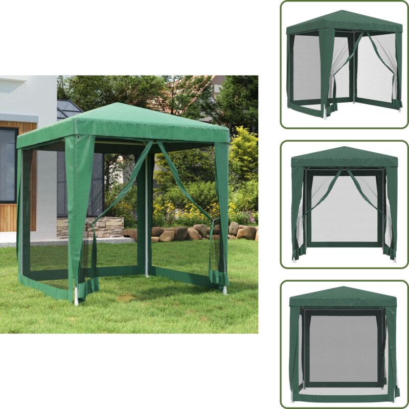 Vidaxl - Partyzelt mit 4 Mesh-Seitenwänden Grün 2x2 m hdpe - Partyzelt - Gartenpavillon - Outdoorzelt - Sommergarten - Festzelt