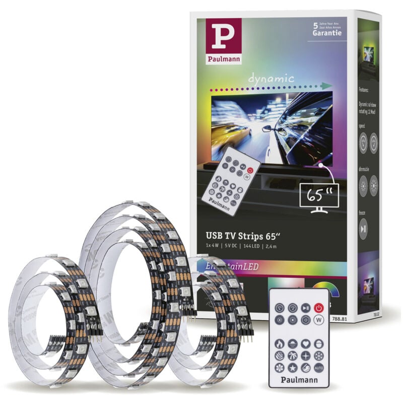 Paulmann Licht - Paulmann Entertain usb led Stripe 2,4m rgb dimmbar, für 65 Zoll Fernseher led Stripe