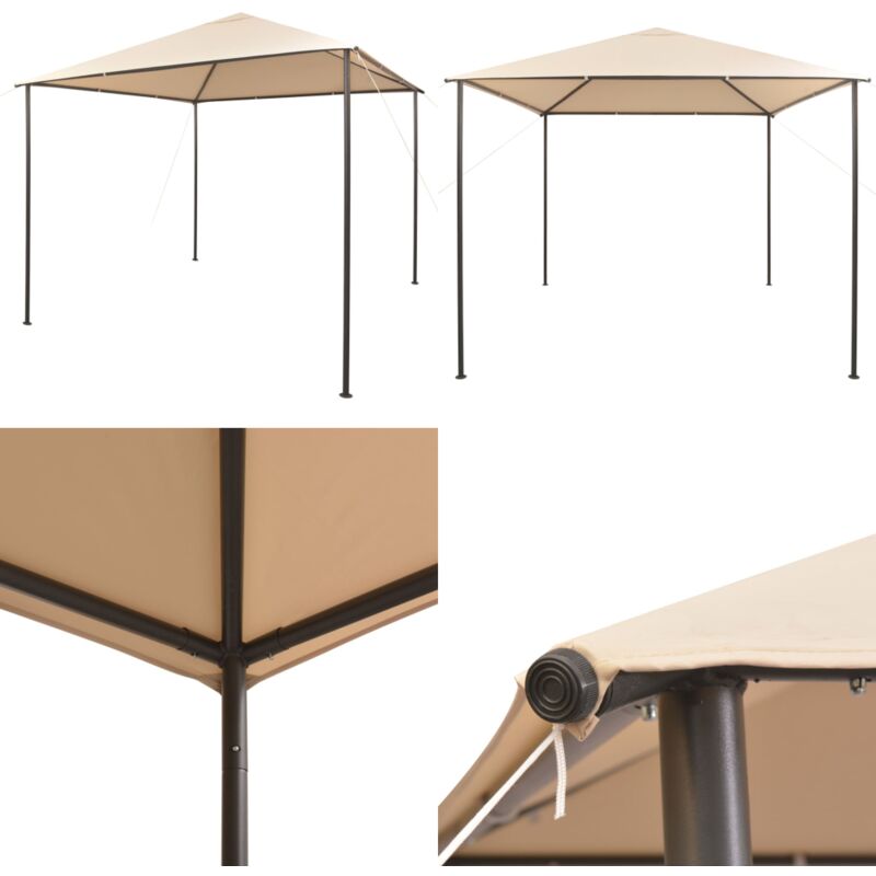 Pavilion Partyzelt Überdachung 3x3 m Stahl Beige - Gartenzelt - Partyzelt - Outdoor-Überdachung - Pavillon - Grillplatzschutz - Home & Living