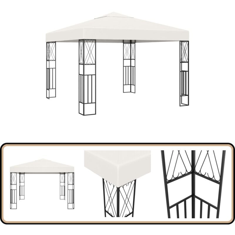 Pavillon 3×3 m Creme Stoff - Gartenzauber - Pavillon - Sonnenschutz - Outdoor Möbel - Gartenparty