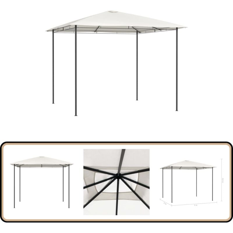 Pavillon 3x3x2,6 m Creme 160 g/m² - Pavillon - Gartenzelt - Outdoorzelt - Sonnenschutz - Grillparty