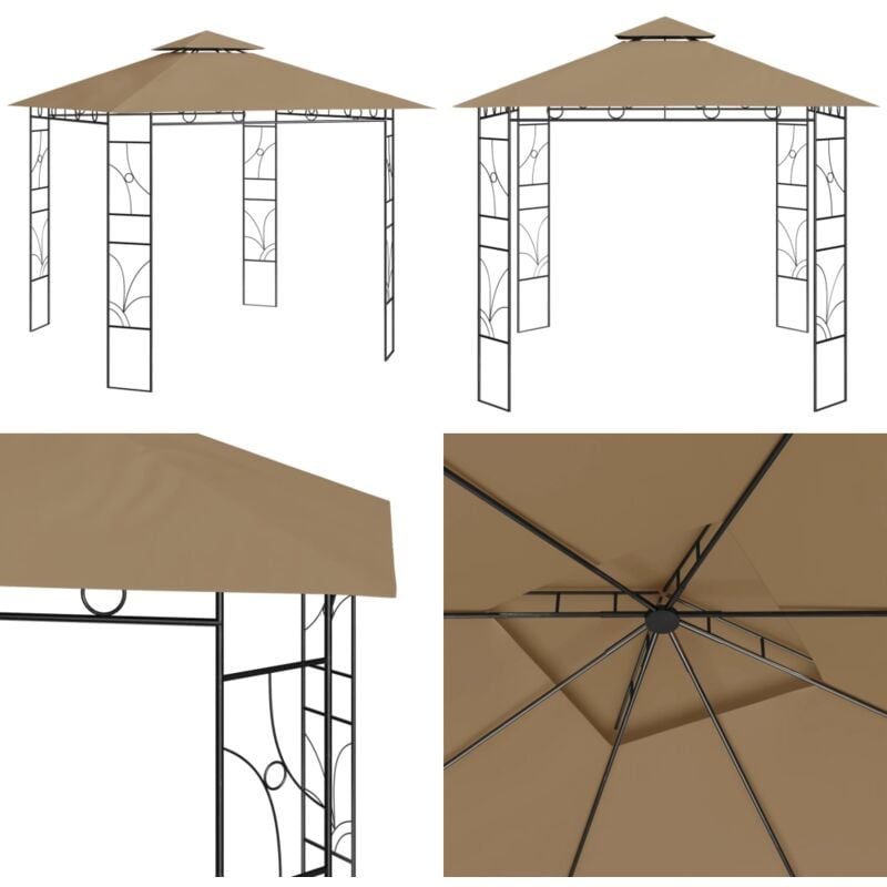 Pavillon 3x3x2,7 m Taupe 160 g/m² - Gartenzauber - Pavillon - Sonnenschutz - Gartenparty - Außenbereich - Home & Living