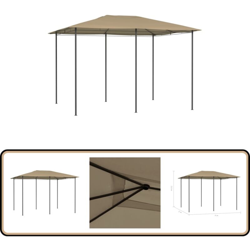 Pavillon 3x4x2,6 m Taupe 160 g/m² - Pavillon - Gartenzelt - Outdoorzelt - Sonnenschutz - Grillparty