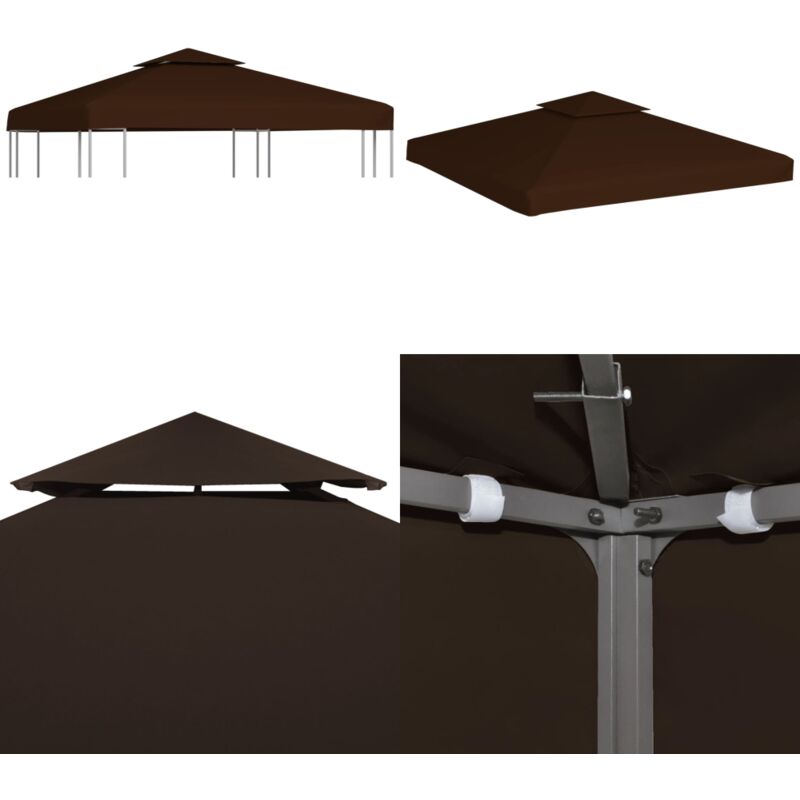Pavillon-Dachplane mit Kaminabzug 310 g/m² 3x3 m Braun - Pavillon Dachplane - Pavillon Dachplanen - Home & Living