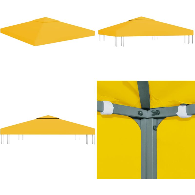 Pavillon-Dachplane mit Kaminabzug 310 g/m² 3x3 m Gelb - Pavillon Dachplane - Pavillon Dachplanen - Home & Living