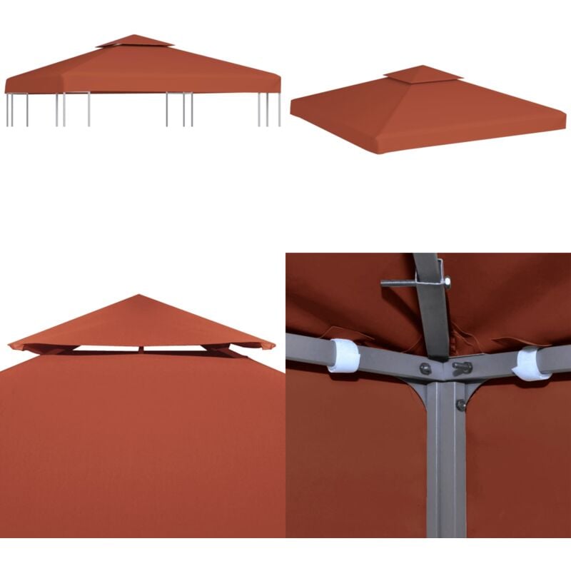 Pavillon-Dachplane mit Kaminabzug 310 g/m² 3x3 m Terrakotta - Pavillon Dachplane - Pavillon Dachplanen - Home & Living - Braun