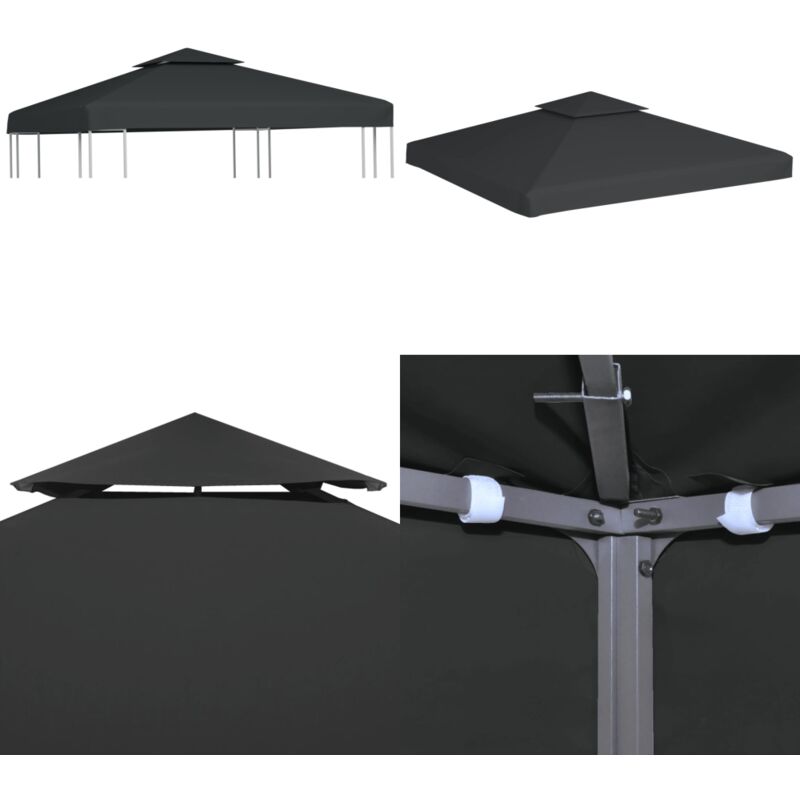 Pavillon-Ersatzdach 310 g/m² Dunkelgrau 3x3 m - Partyzelt Ersatzdach - Partyzelt Ersatzdächer - Home & Living - Grau