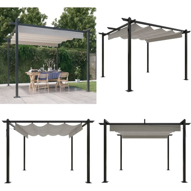 Vidaxl - Pavillon mit Ausziehbarem Dach 3x3 m Creme - Pavillon - Gartenzelt - Sonnenschutz - Outdoor Möbel - Stahlkonstruktion - Home & Living