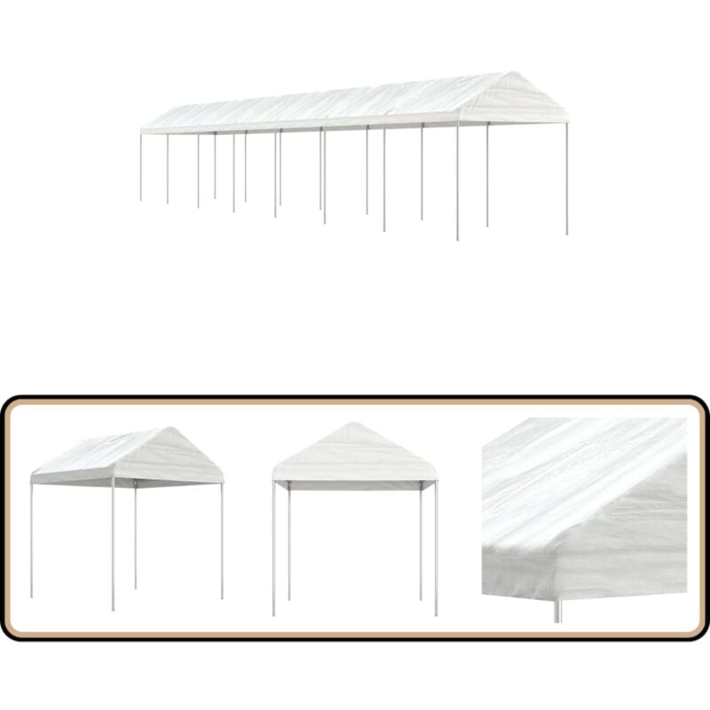 Vidaxl - Pavillon mit Dach Weiß 15,61x2,28x2,69 m Polyethylen - Pavillon - Gartenzelt - Partyzelt - Überdachung - Außenbereich
