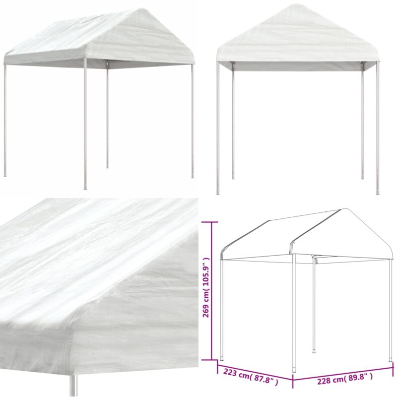 Pavillon mit Dach Weiß 2,28x2,23x2,69 m Polyethylen - Pavillon - Gartenpavillon - Sonnenschutz - Outdoor-Möbel - Partyzelt - Home & Living