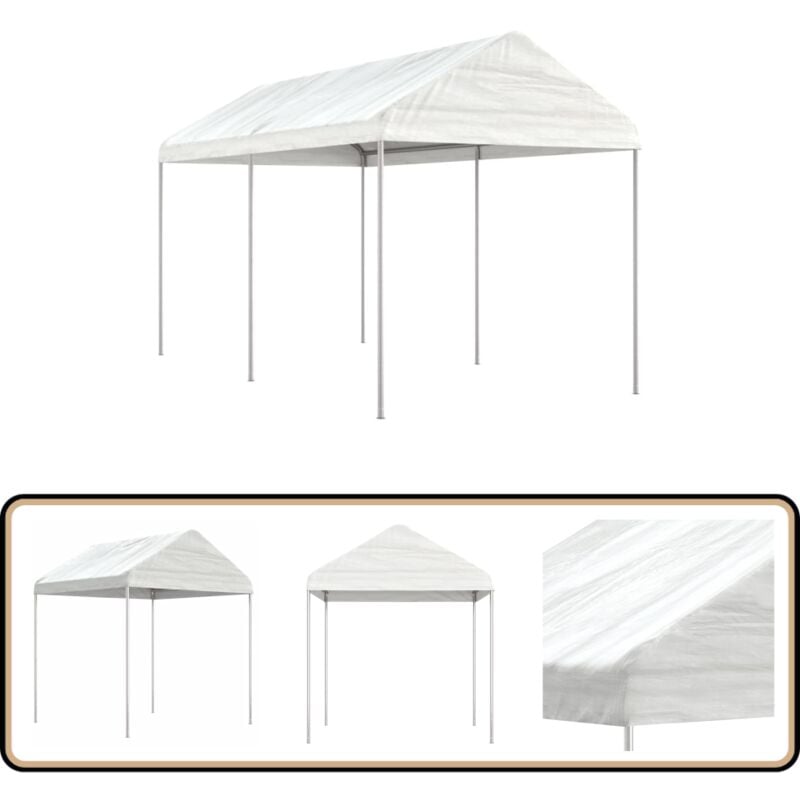 Pavillon mit Dach Weiß 4,46x2,28x2,69 m Polyethylen - Pavillon - Gartenzelt - Partyzelt - Überdachung - Außenbereich