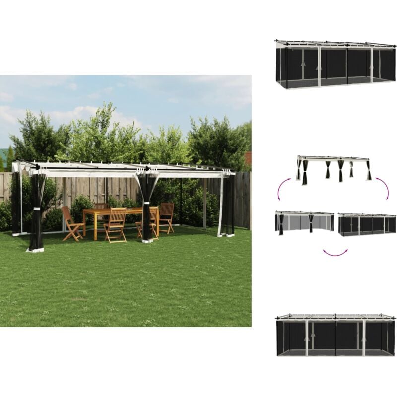 Vidaxl - Pavillon mit Netzwänden Creme 6x3 m Stahl - Gartenzauber - Outdoor Pavillon - Sommergarten - Grillplatz - Terrasse Überdachung