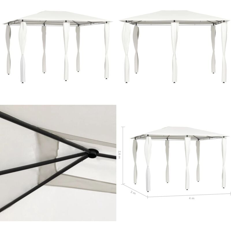 Vidaxl - Pavillon mit Pfostenabdeckungen 3x4x2,6 m Creme 160 g/m² - Pavillon - Gartenzelt - Outdoorzelt - Sonnenschutz - Grillparty - Home & Living