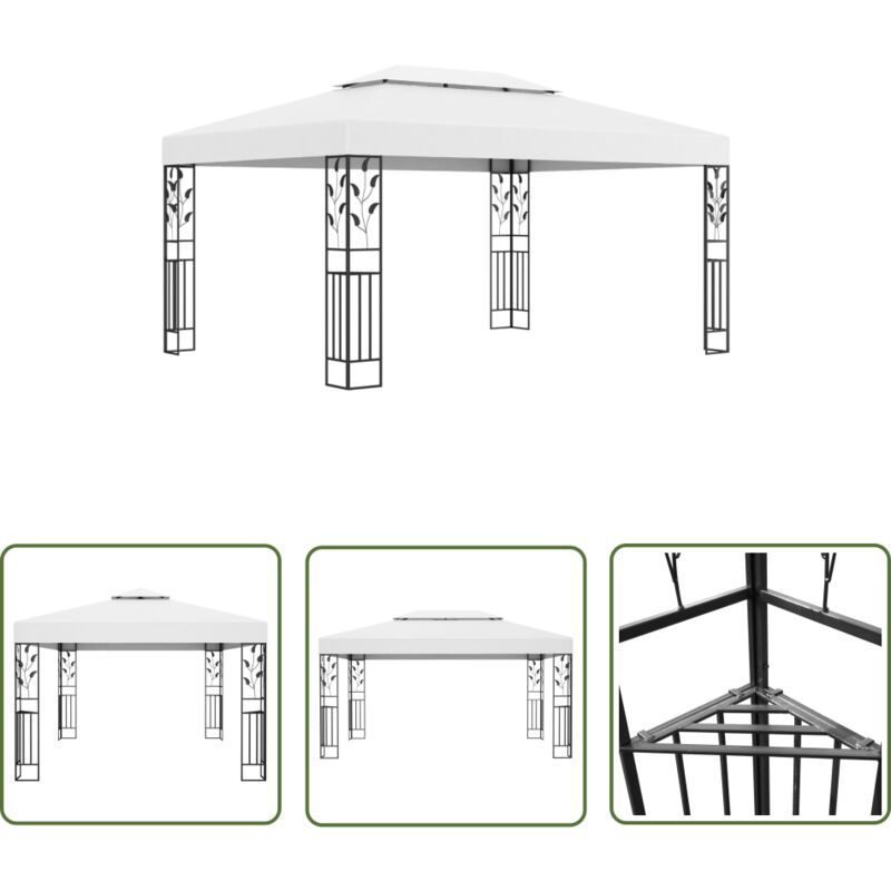 Maison Chic - The Living Store Pavillon mit Doppeldach 3x4 m Weiß - Pavillon - Gartenpavillon - Markise - Sommergarten - Grillparty
