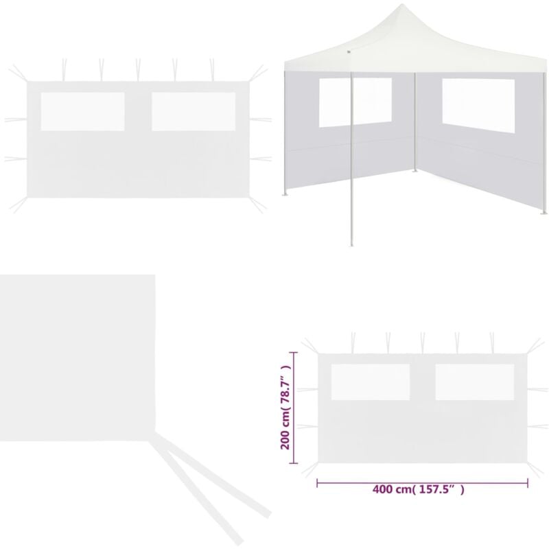 Pavillon-Seitenwand mit Fenstern 4x2 m Weiß - Pavillon-Seitenwand - Pavillon-Seitenwände - Home & Living