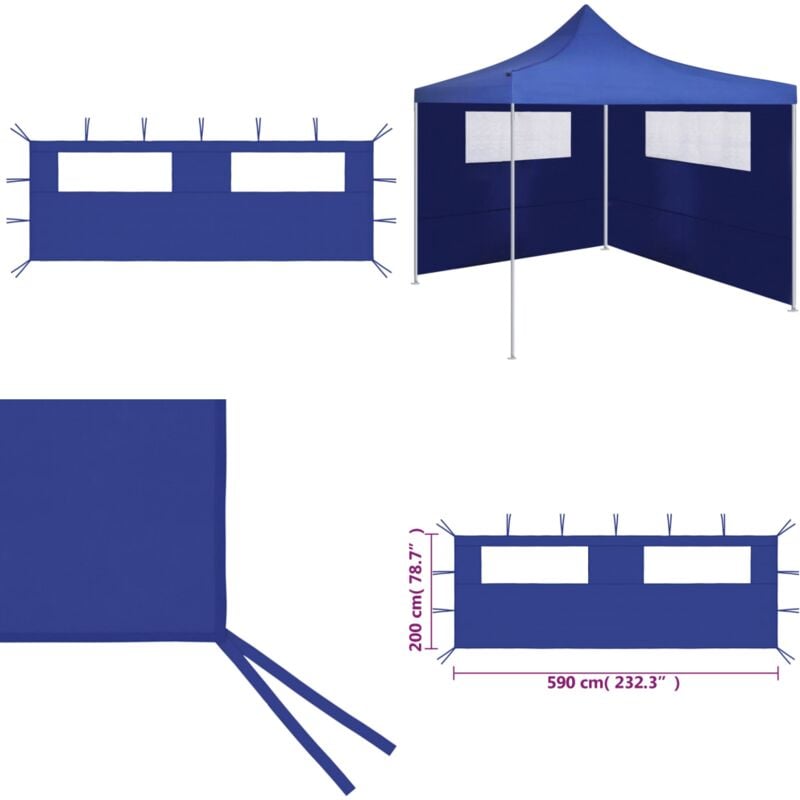 Pavillon-Seitenwand mit Fenstern 6x2 m Blau - Pavillon-Seitenwand - Pavillon-Seitenwände - Home & Living