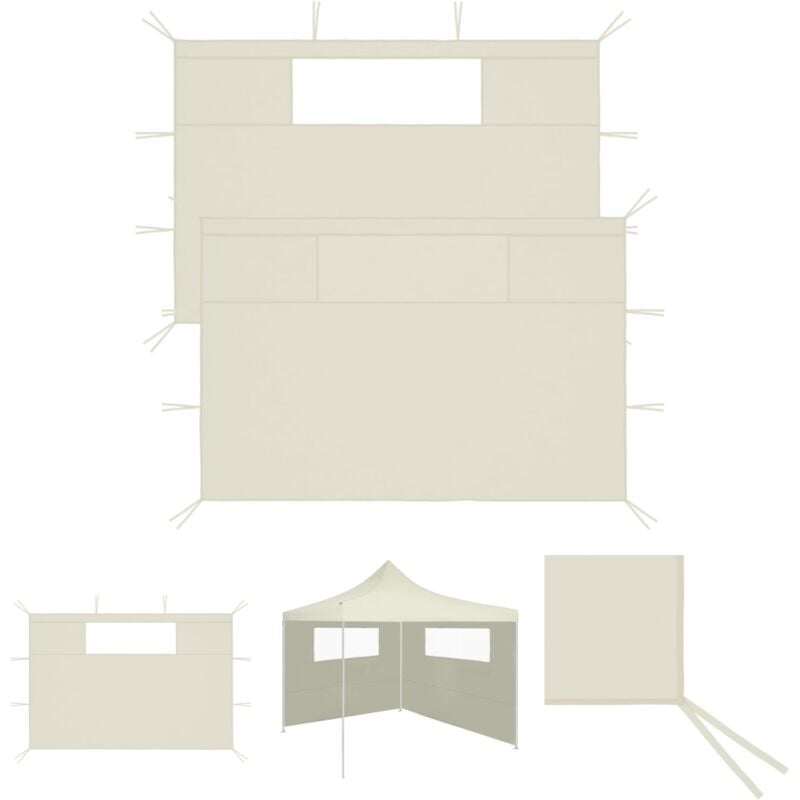 Longziming - The Living Store Pavillon-Seitenwände mit Fenstern 2 Stk. Creme - Pavillon-Rahmen - Creme