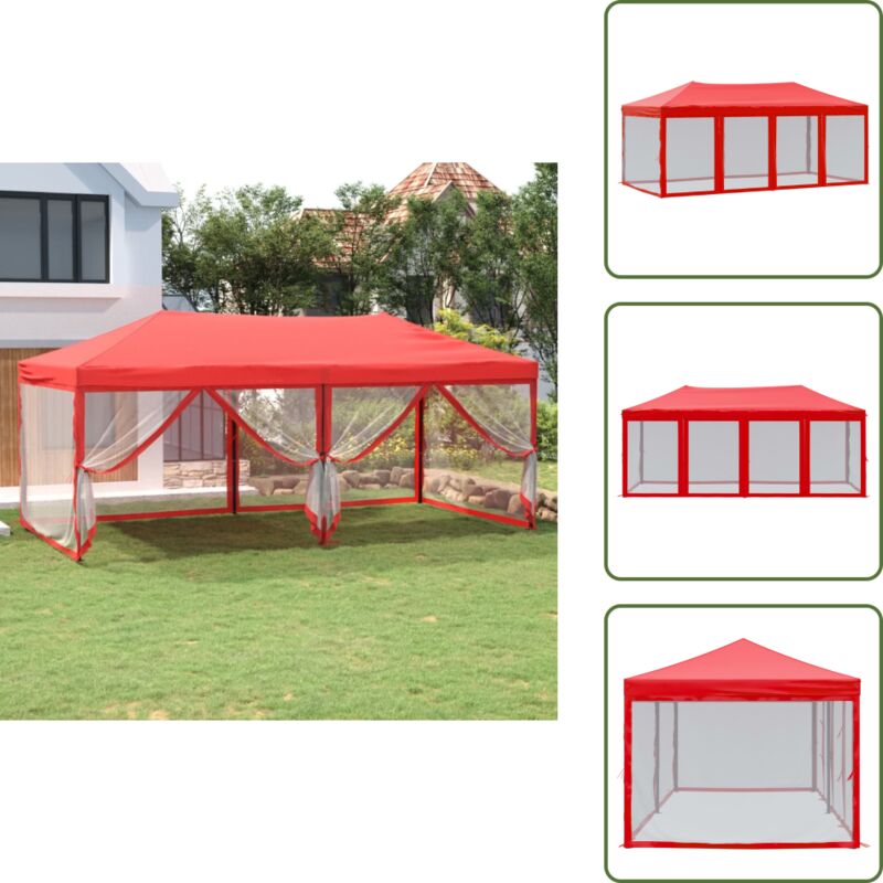 Partyzelt Faltbar mit Seitenwänden Rot 3x6 m - Outdoor Möbel - Gartenzelt - Partyzelt - Sonnenschutz - Pavillon
