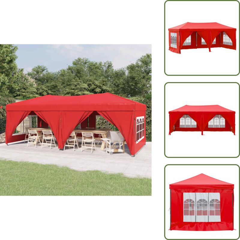 Partyzelt Faltbar mit Seitenwänden Rot 3x6 m - Outdoor-Zelt - Gartenzelt - Partyzelt - Sonnensegel - Pavillon
