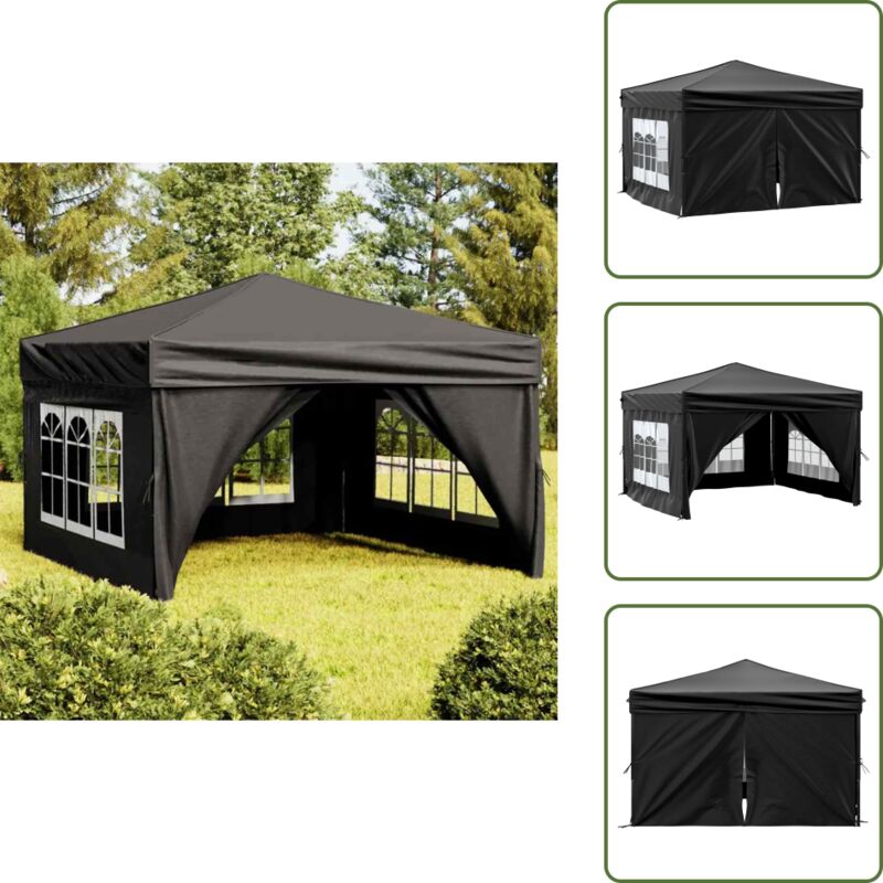 Partyzelt Faltbar mit Seitenwänden Schwarz 3x3 m - Outdoor Möbel - Gartenpavillon - Sonnenschutz - Gartenzelt - Partyzelt